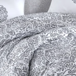 Set copripiumino moderno singolo e federa 140x220cm bianco grigio Meriel