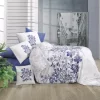 Set copripiumino singolo e federa 140x200cm floreale bianco blu Gordi