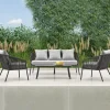 Set da giardino divano, poltrona, tavolino in vetro grigio Dalian