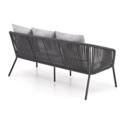 Set da giardino divano, poltrona, tavolino in vetro grigio Dalian