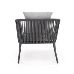 Set da giardino divano, poltrona, tavolino in vetro grigio Dalian