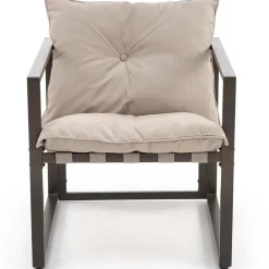 Set da giardino divano, poltrona, tavolino in vetro nero marrone Surat