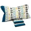 Set lenzuola matrimoniali in cotone fantasia bordo blu Aringa