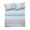 Set lenzuola matrimoniali  in cotone rigato azzurro grigio Sardina