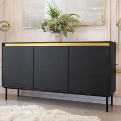 Set mobili soggiorno completo nero oro Praga