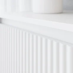 Set mobili soggiorno completo design cannettato bianco Strike