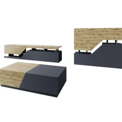 Set mobili soggiorno completo rovere antracite Modesta