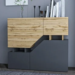 Set mobili soggiorno completo rovere antracite Modesta