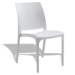 Set tavolo da giardino esterno dehors con vetro 150x90 cm bianco + 6 sedie bianco Ivy