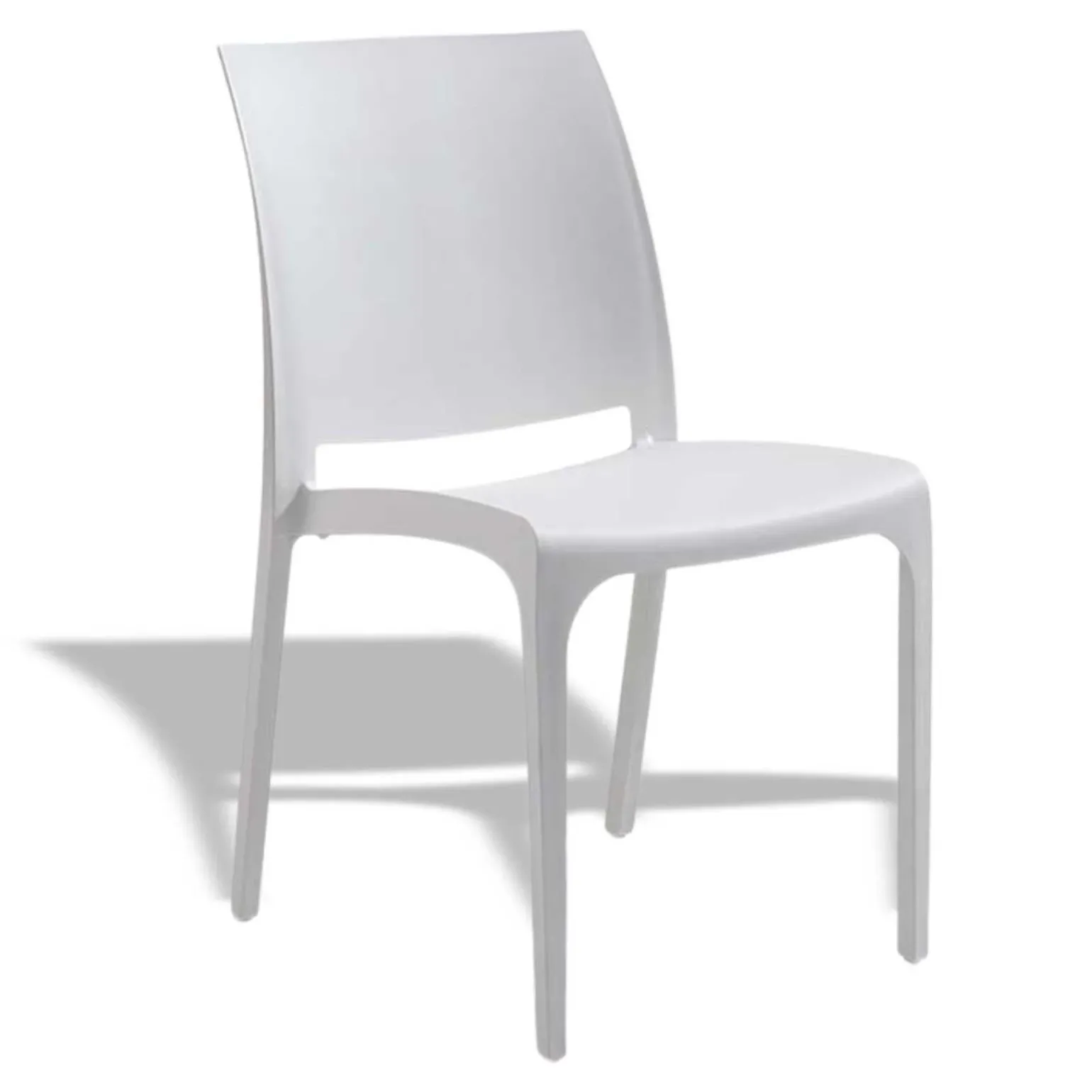 Set tavolo da giardino esterno dehors con vetro 150x90 cm bianco + 6 sedie bianco Ivy
