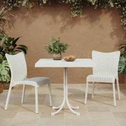 Set tavolo 80x80cm + 2 sedie da giardino polipropilene bianco Blossom