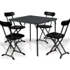 Set tavolo 86x86cm + 4 sedie pieghevoli da giardino antracite Tanya