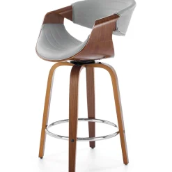 Sgabello alto da bar in ecopelle moderno noce grigio Ruby