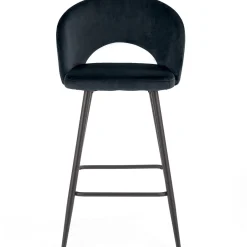 Sgabello alto moderno da bar in velluto nero Fober