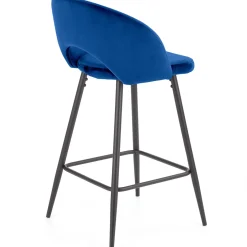 Sgabello alto moderno da bar in velluto blu nero Fober