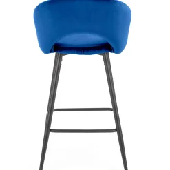 Sgabello alto moderno da bar in velluto blu nero Fober