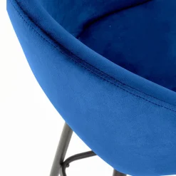Sgabello alto moderno da bar in velluto blu nero Fober