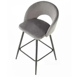 Sgabello alto moderno da bar in velluto grigio nero Fober