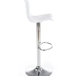 Sgabello alto regolabile design moderno bianco acciaio cromato Oliver
