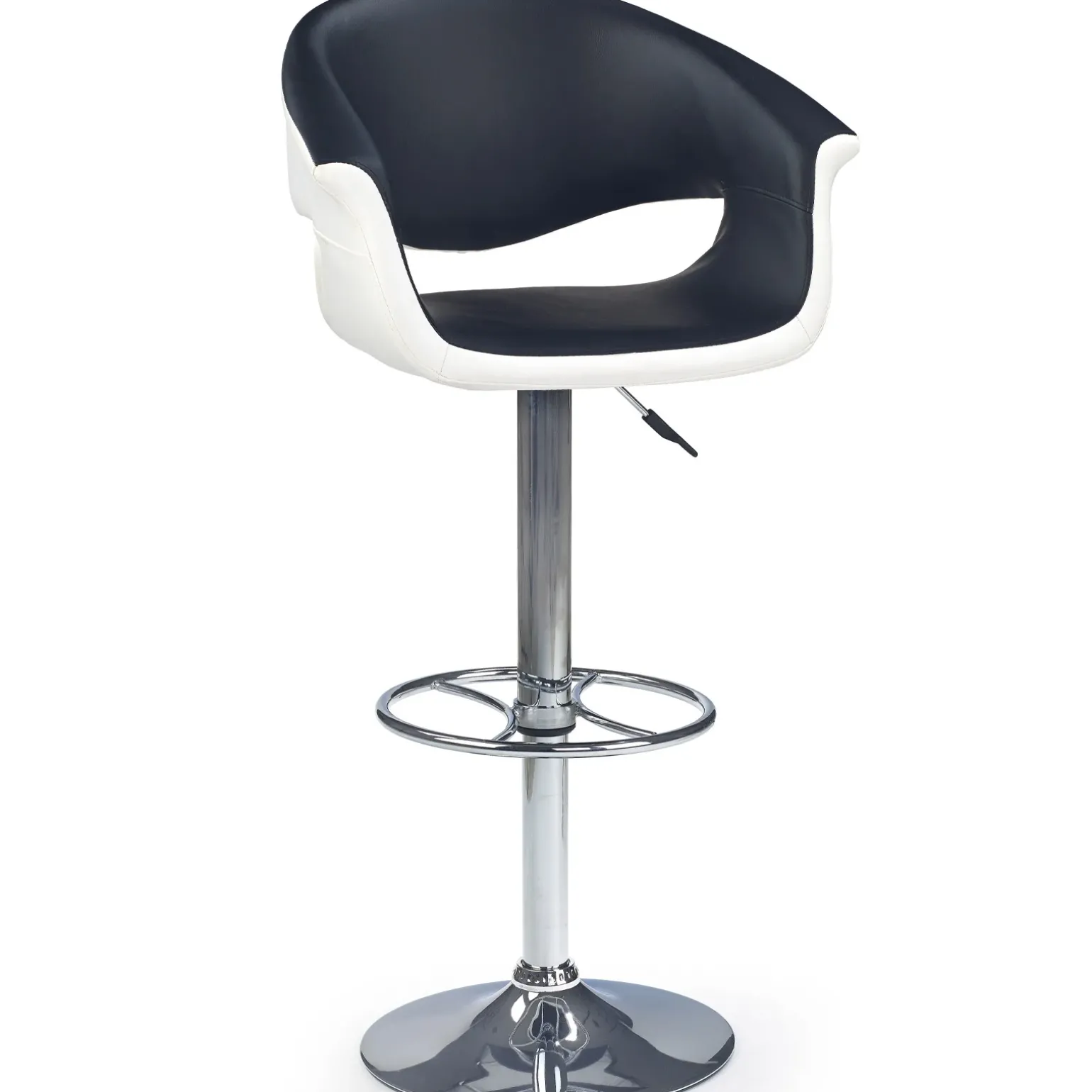 Sgabello alto regolabile moderno in ecopelle nero bianco Daisy