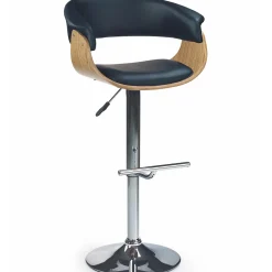 Sgabello alto regolabile in ecopelle nero rovere Lucy