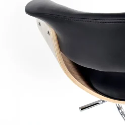 Sgabello alto regolabile in ecopelle nero rovere Lucy