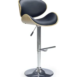 Sgabello alto regolabile in ecopelle rovere nero Maggie