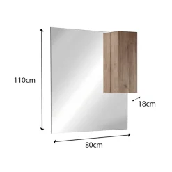 Specchiera bagno con led e pensile 80x110cm rovere Alvarez