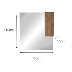 Specchiera 120x110cm bagno con led e pensile rovere Alvarez