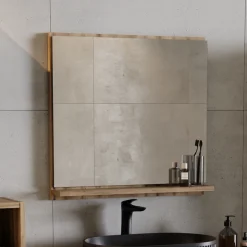 Specchio da parete 60x57cm con mensola rovere Bully
