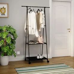 Stand appendiabiti 85x157h cm con ruote moderno nero Dustin