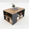 Tavolino da salotto con ripiani  90x48cm antracite rovere Luzon