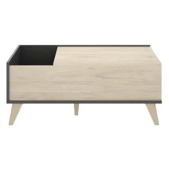 Tavolino da salotto contenitore 99x60cm design moderno rovere grafite Elmer