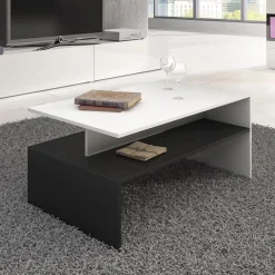 Tavolino da salotto design 100x45cm bianco e nero Emotion Gihome®