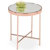 Tavolino da salotto design rotondo 42x42cm acciaio rame Roros
