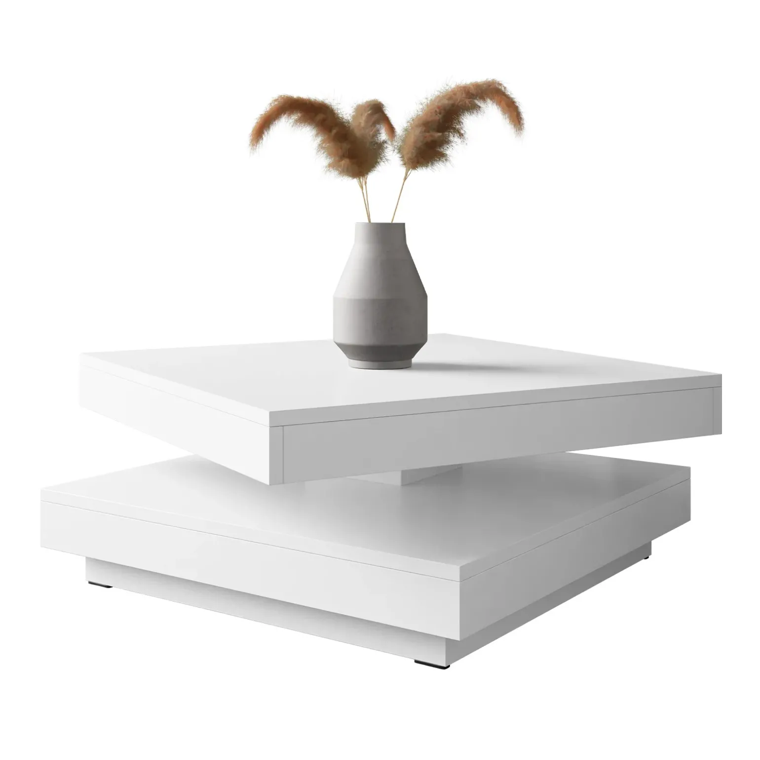 Tavolino da salotto quadrato 70x70cm rotante bianco Rotol
