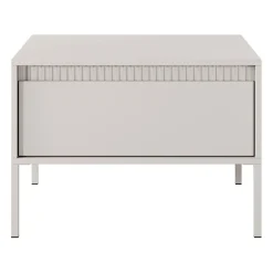 Tavolino da salotto 68x49cm 1 cassetto beige cannettato Ciar
