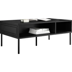 Tavolino da salotto 110x40cm 2 vani nero opaco Stark
