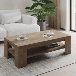 Tavolino da salotto 130x67cm 1 ripiano moderno noce Islen