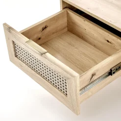 Tavolino da salotto 120x41cm 1 cassetto 1 vano a giorno moderno rovere Sombra
