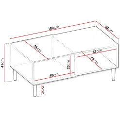 Tavolino da salotto 100x52cm 2 ante moderno nero Flippo