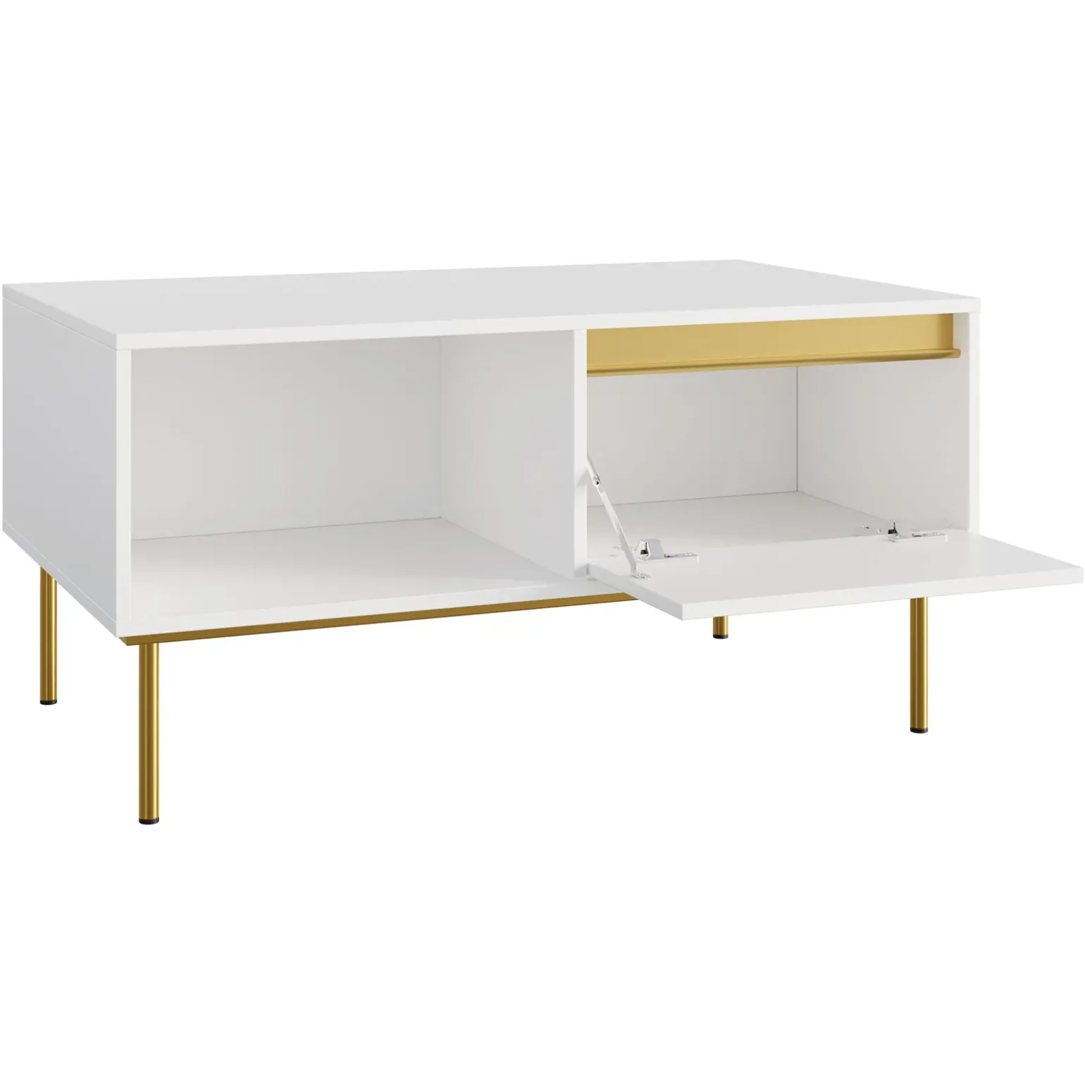 Tavolino da salotto 100x50cm 1 anta bianco oro Praga