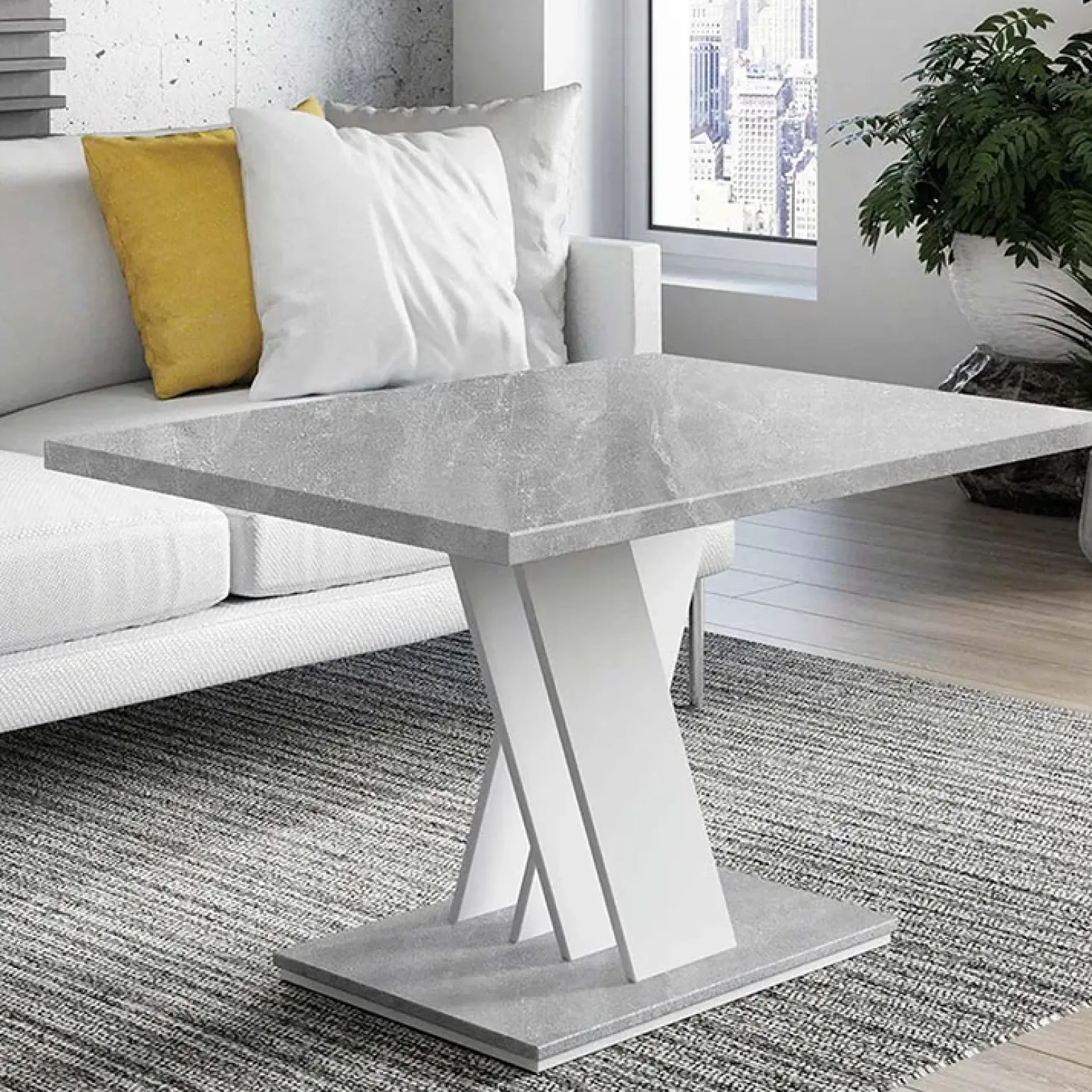 Tavolino da salotto 100x70cm bianco effetto marmo Amilia