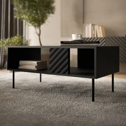 Tavolino da salotto 100x64cm con frontali decorati nero Daniele