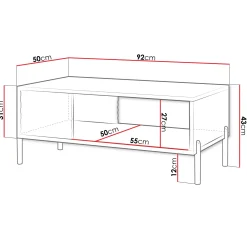 Tavolino da salotto 92x43cm con frontali decorati bianco Amsterdam