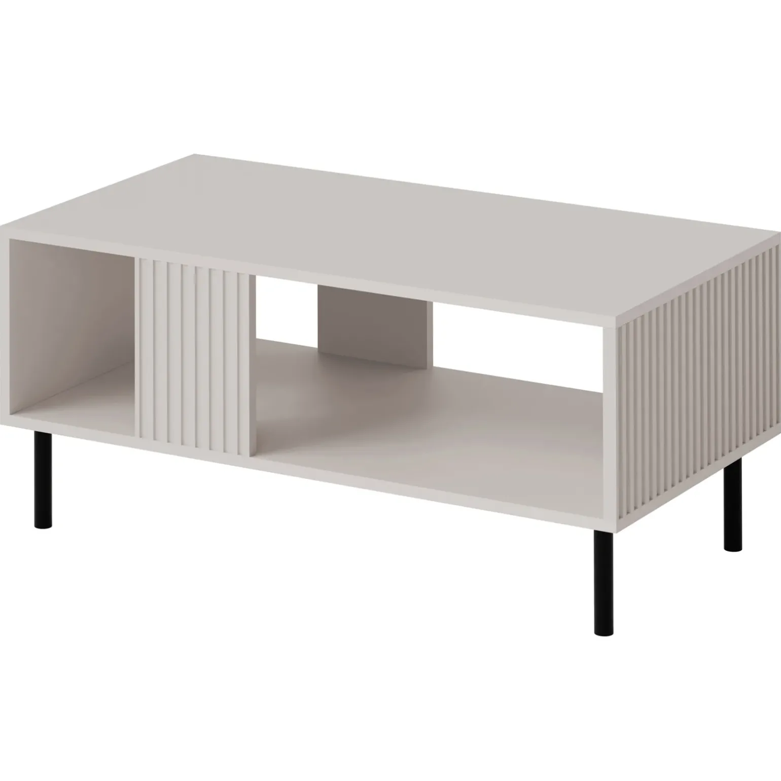 Tavolino da salotto 92x44cm con frontali cannettati beige Ziggy