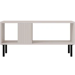 Tavolino da salotto 92x44cm con frontali cannettati beige Ziggy