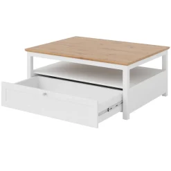 Tavolino da salotto 104x80cm con cassetto bianco rovere Relaxio