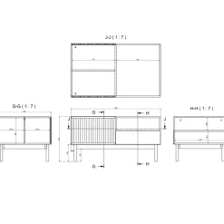 Tavolino da salotto 106x53cm design cannettato rovere Colby