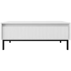 Tavolino da salotto 100x50cm design cannettato bianco Strike